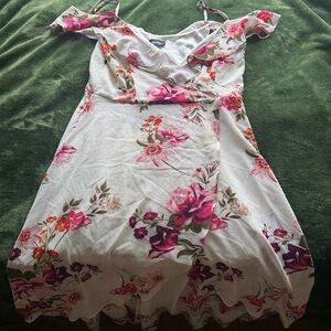 by & by Floral High Low Dress - Pink and White